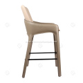 Saddle leather and cotton linen bar stool